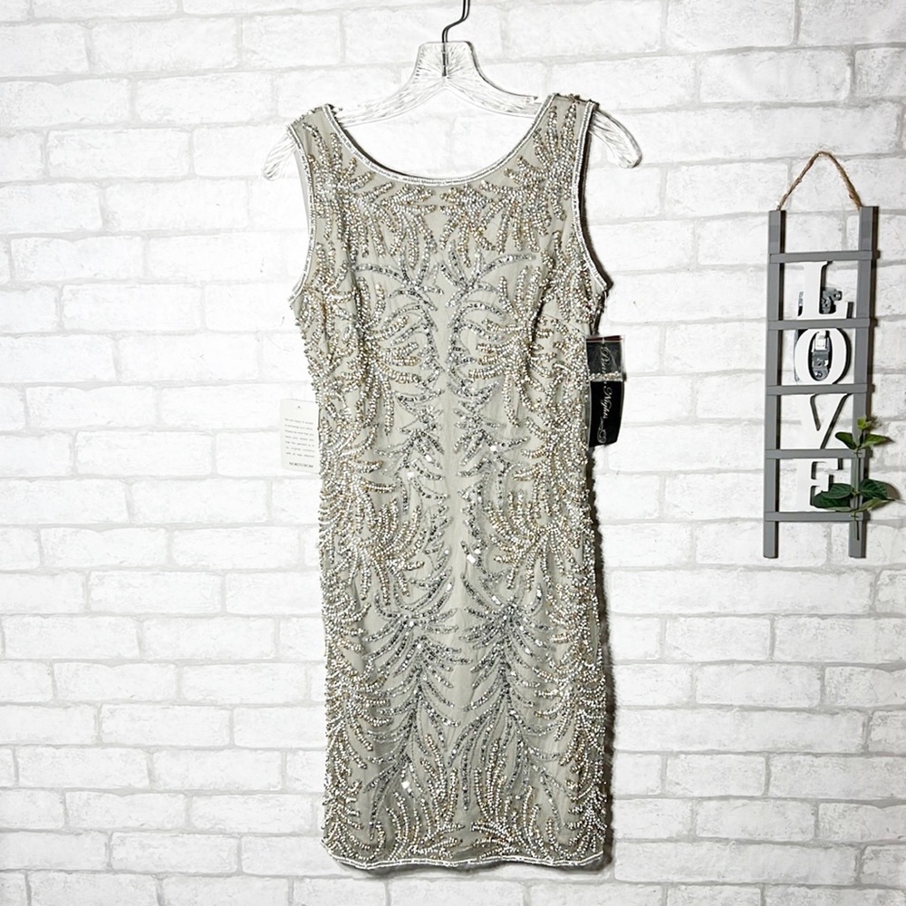 Pizarro nights beaded-sequined sleeveless dress size 4